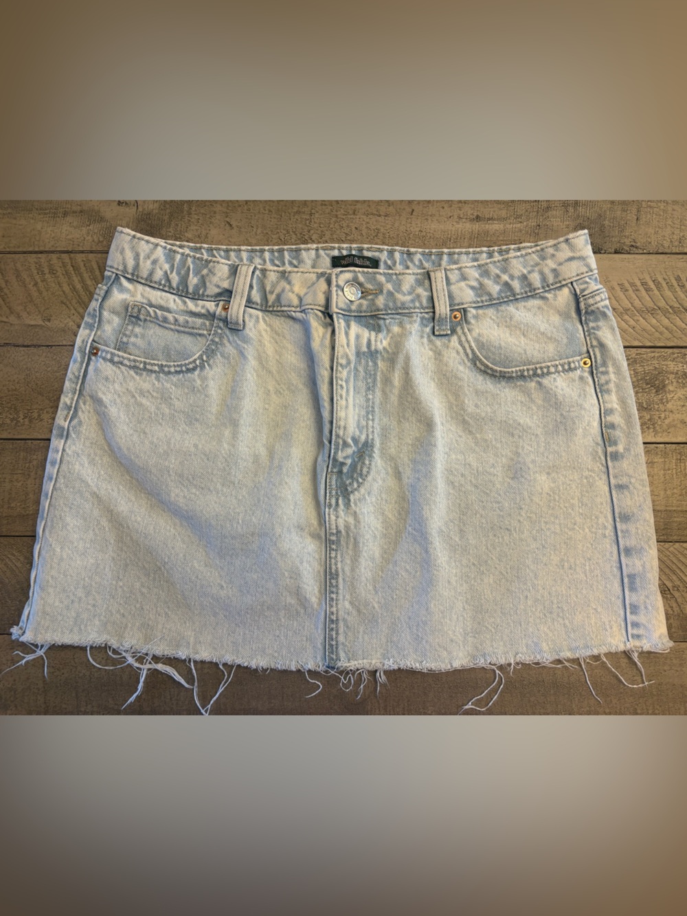 wild fable Light Blue Denim Mini Skirt with Frayed Hem
